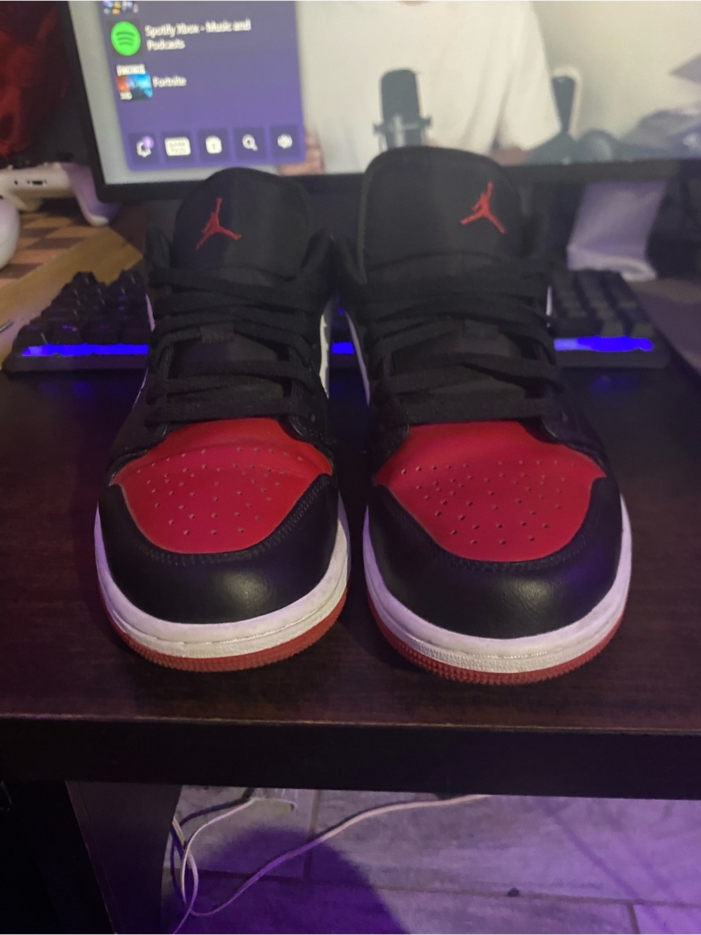 Jordan 1s Black and Red Low-Top Sneakers